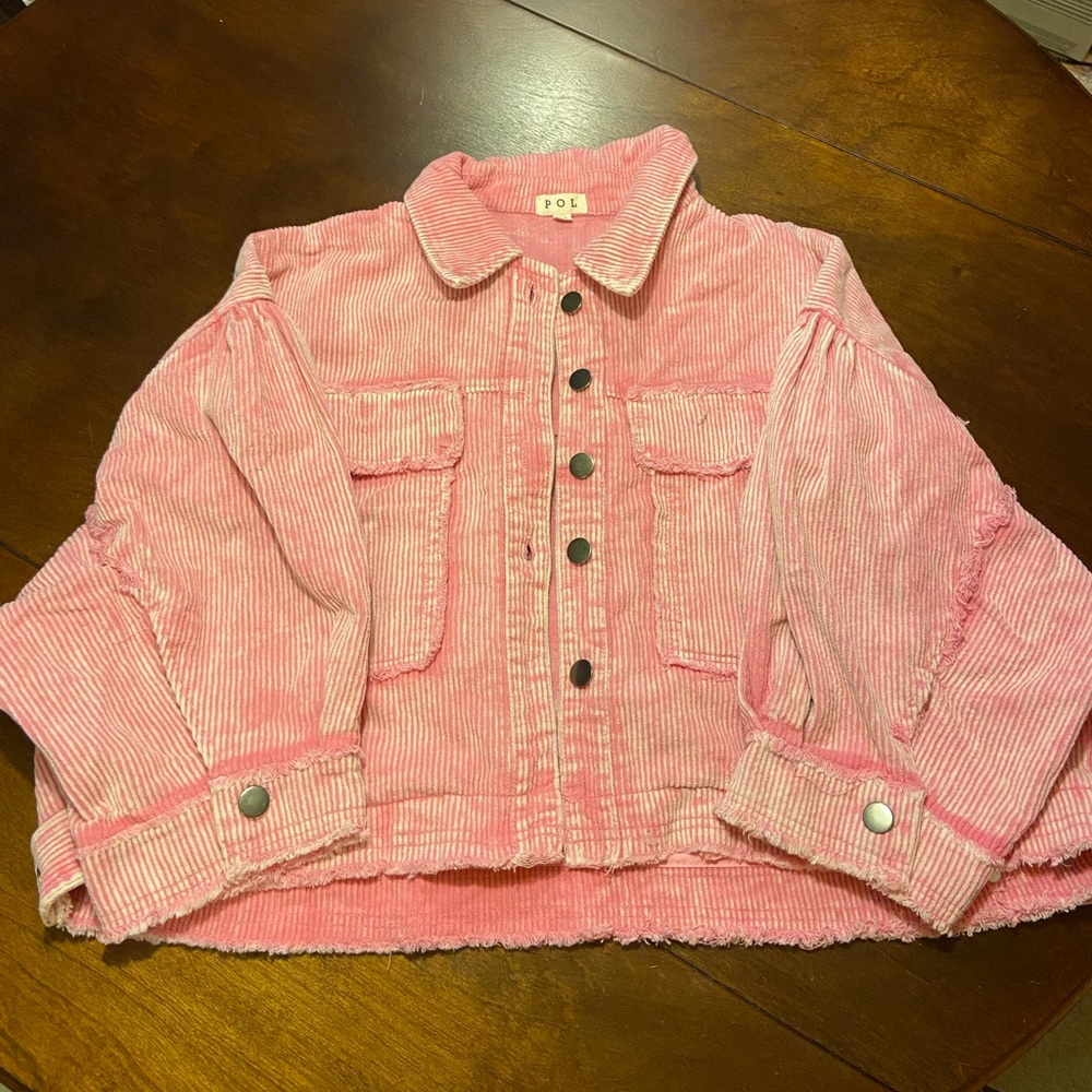 Hot pink Pol cropped shacket